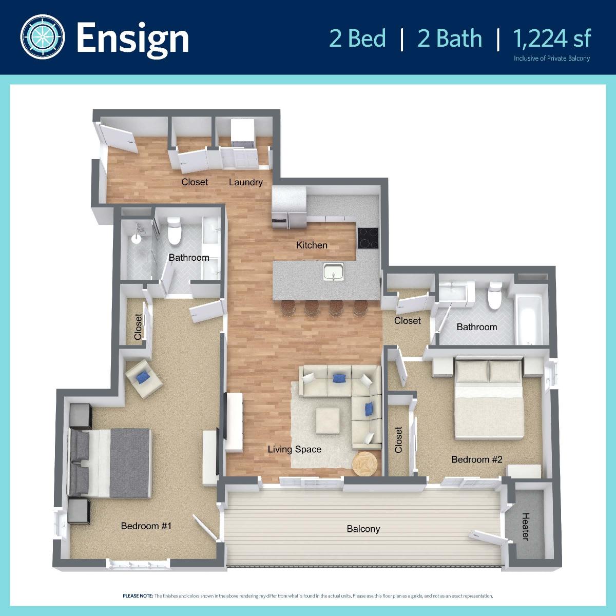 Ensign - 2 bed, 2 bath - 1,224 sq ft